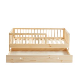 Lit enfant LOU avec tiroir  pin massif  70x140 sommier inclus