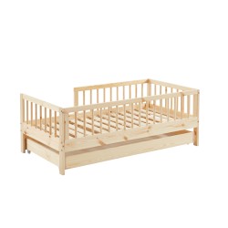 Lit enfant LOU avec tiroir  pin massif  70x140 sommier inclus