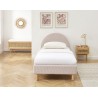 Lit enfant MAGNUS velours côtelé rose poudré 90x190 sommier inclus
