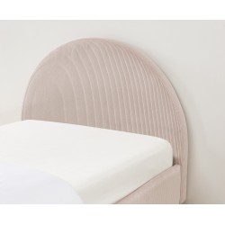 Lit enfant MAGNUS velours côtelé rose poudré 90x190 sommier inclus