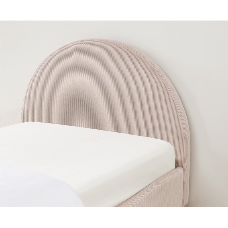 Lit enfant MAGNUS velours côtelé rose poudré 90x190 sommier inclus