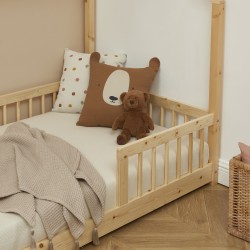 Lit cabane avec barrières TINY pin massif 90x190 sommier inclus