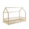 Lit cabane avec barrières TINY pin massif 90x190 sommier inclus