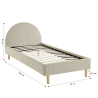 Lit enfant MAGNUS velours cotelé beige 90x190 sommier inclus
