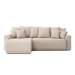 Canapé d'angle NOVA convertible tissu beige 4 places