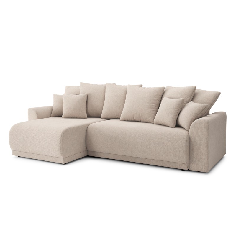 Canapé d'angle NOVA convertible tissu beige 4 places