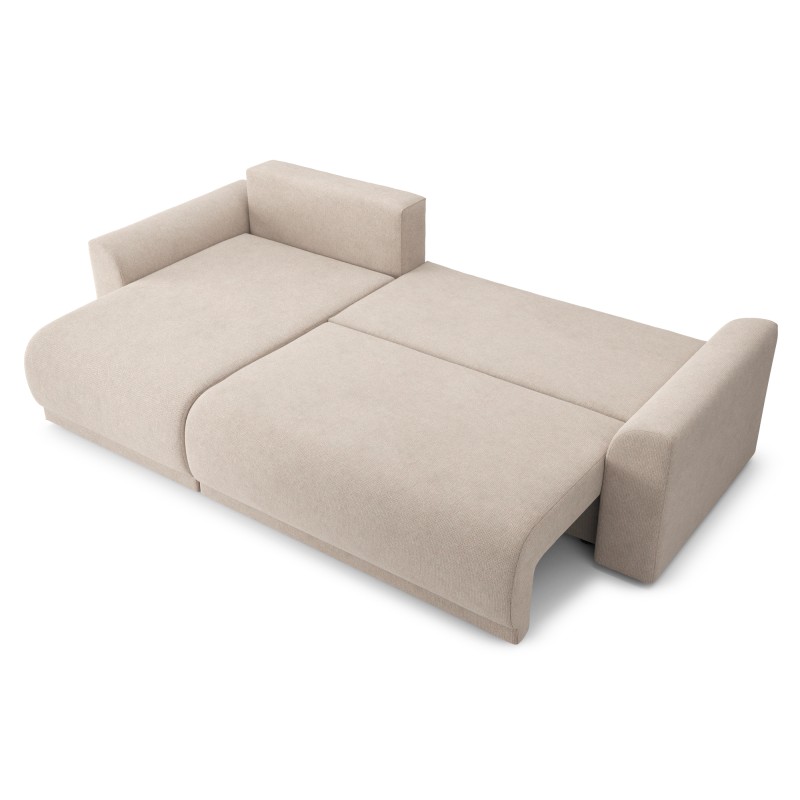 Canapé d'angle NOVA convertible tissu beige 4 places