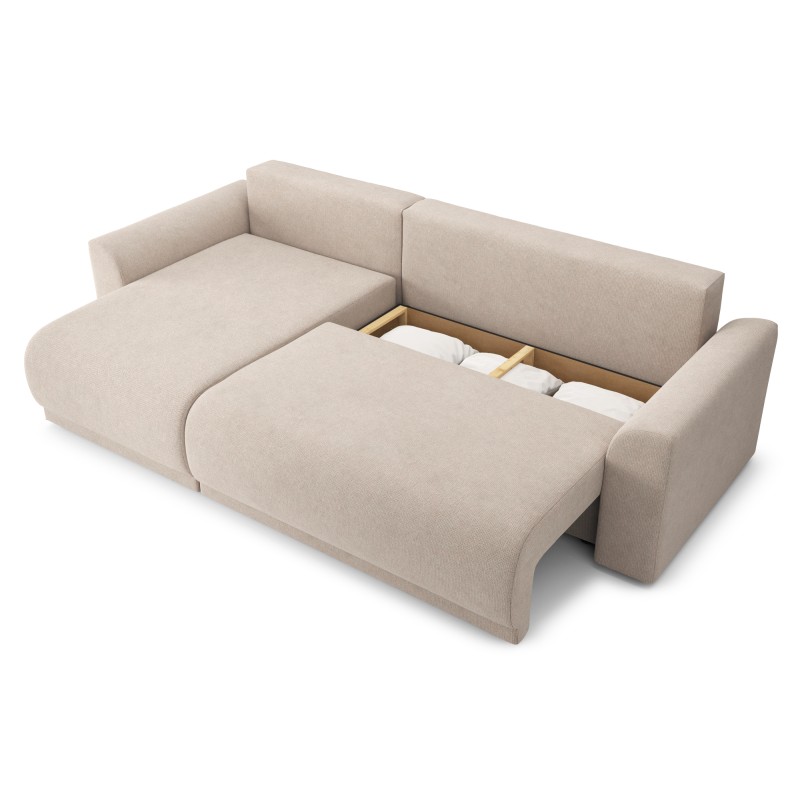 Canapé d'angle NOVA convertible tissu beige 4 places