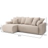 Canapé d'angle NOVA convertible tissu beige 4 places