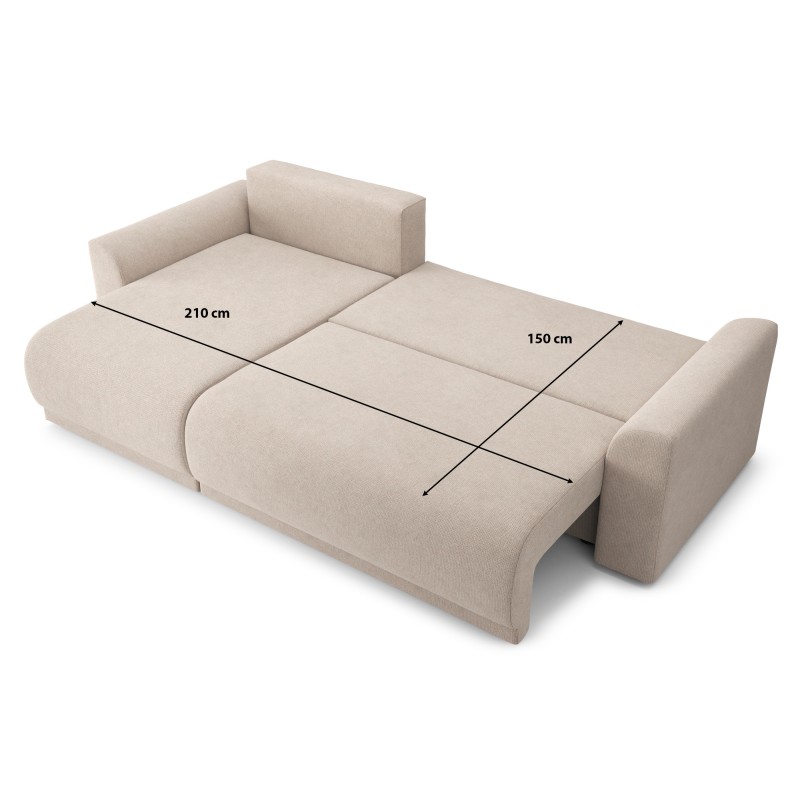 Canapé d'angle NOVA convertible tissu beige 4 places