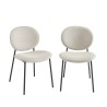 Lot de 2 chaises BETTY bouclette beige et pieds métal noir
