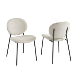 Lot de 2 chaises BETTY bouclette beige et pieds métal noir