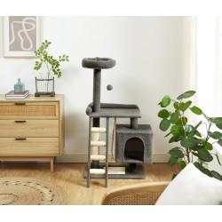 Arbre à chat CALYPSO tissu bouclette gris foncé