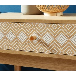 Console LEIKA  blanc et effet chêne  1 tiroir 100cm