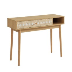 Console LEIKA  blanc et effet chêne  1 tiroir 100cm