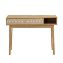 Console LEIKA  blanc et effet chêne  1 tiroir 100cm