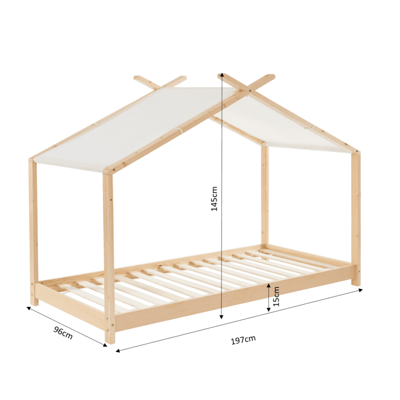 Lit tente TINY pin massif sommier inclus 90x190