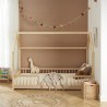 Lit cabane avec barrières TINY pin et rose 90x190cm sommier inclus
