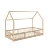 Lit cabane avec barrières TINY pin et rose 90x190cm sommier inclus