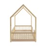 Lit cabane avec barrières TINY pin et rose 90x190cm sommier inclus