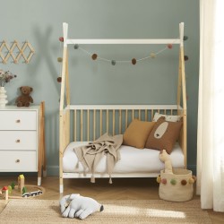 Lit bébé TIPI pin et blanc 60x120 sommier inclus