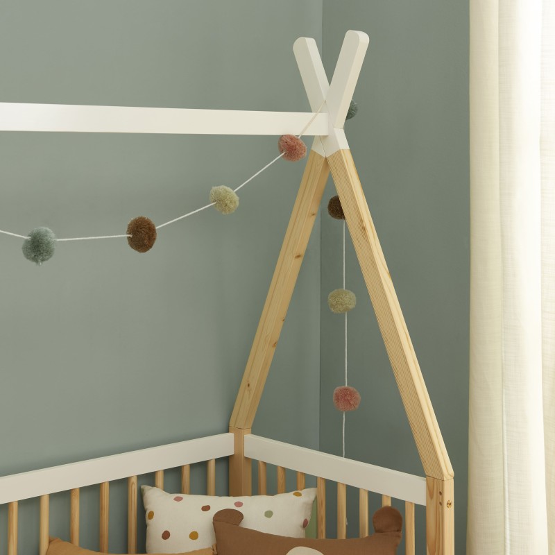 Lit bébé TIPI pin et blanc 60x120 sommier inclus