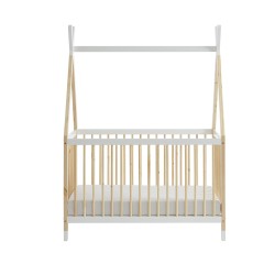 Lit bébé TIPI pin et blanc 60x120 sommier inclus
