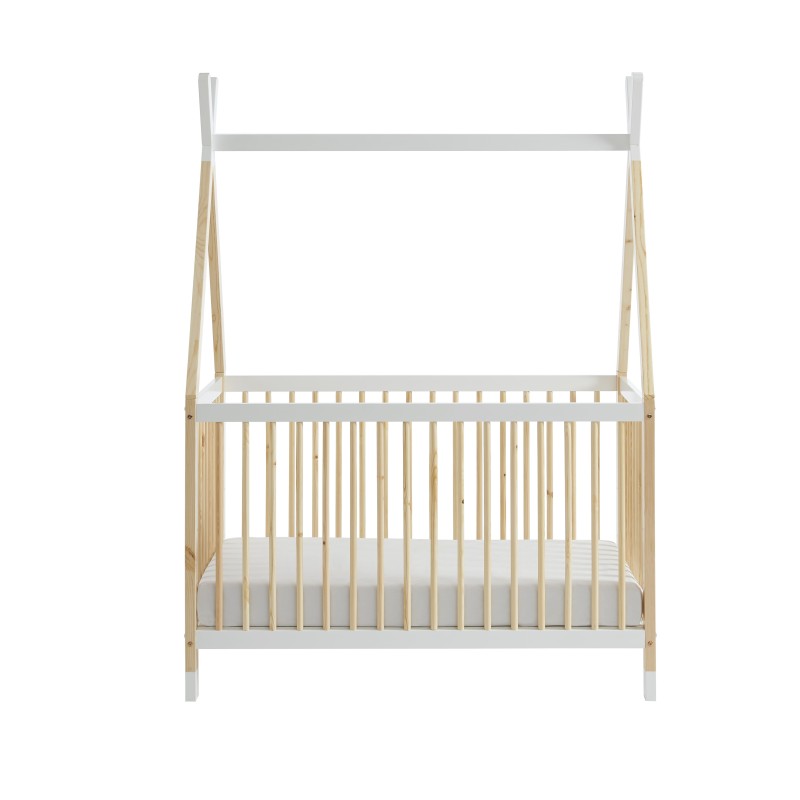 Lit bébé TIPI pin et blanc 60x120 sommier inclus