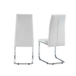 Lot de 4 chaises MARA simili blanc pieds métal chromé
