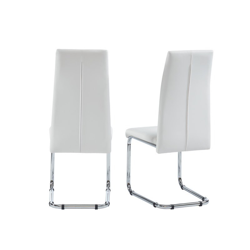 Lot de 4 chaises MARA simili blanc pieds métal chromé