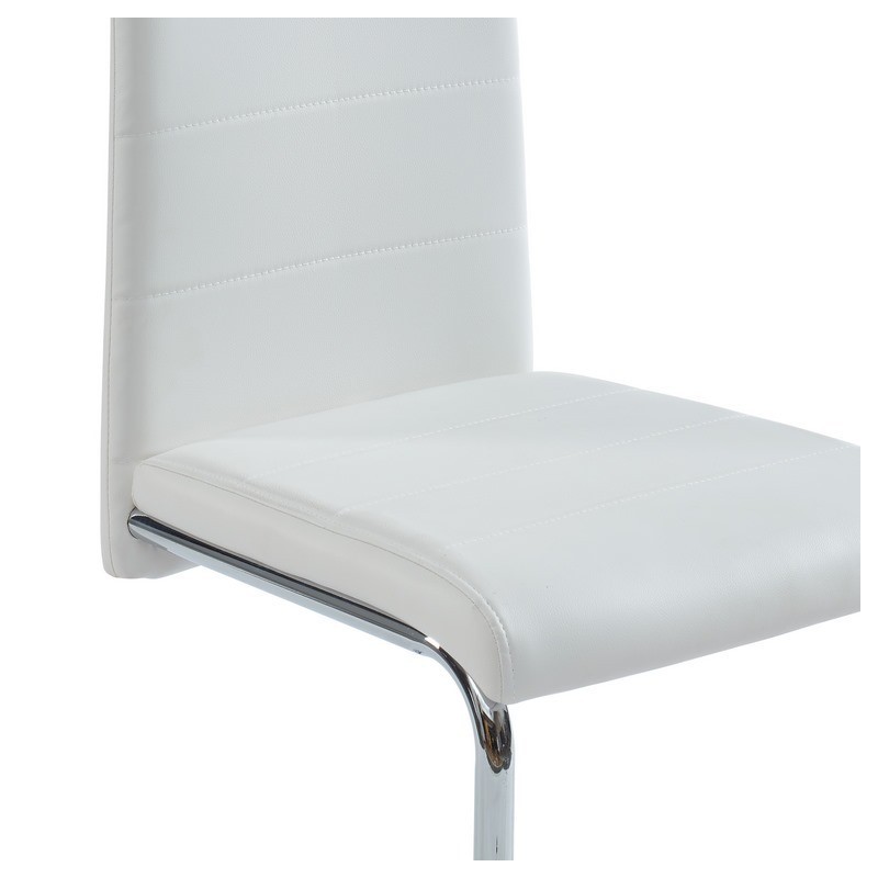 Lot de 4 chaises MARA simili blanc pieds métal chromé