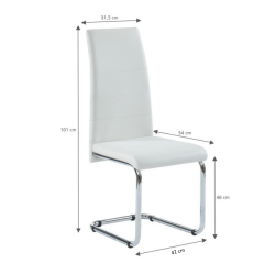 Lot de 4 chaises MARA simili blanc pieds métal chromé
