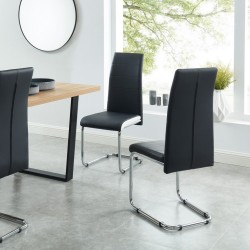 Lot de 4 chaises MARA simili noir et blanc pieds métal chromé