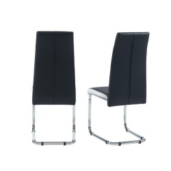 Lot de 4 chaises MARA simili noir et blanc pieds métal chromé