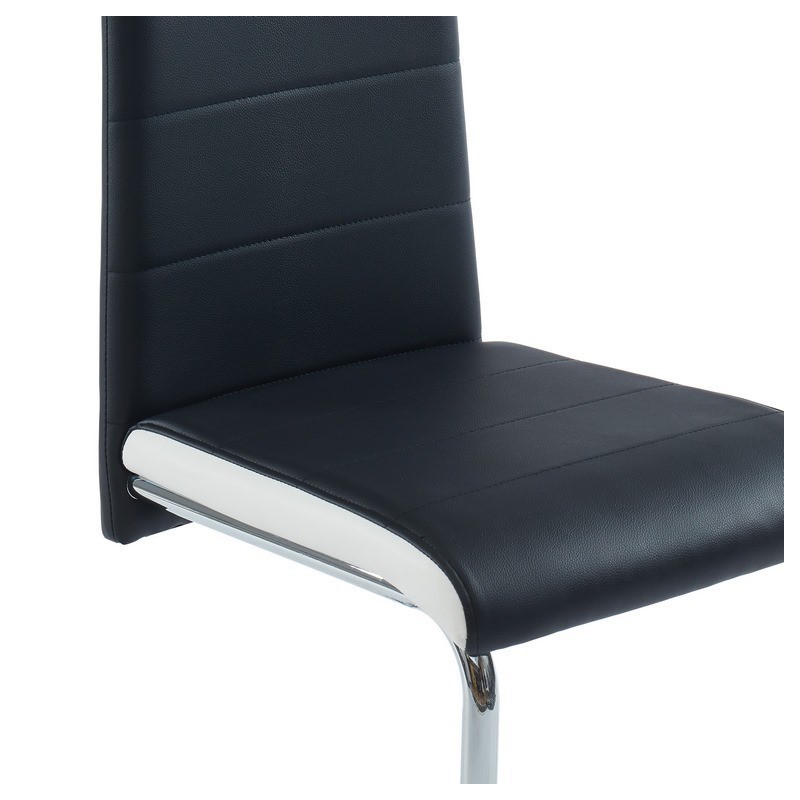 Lot de 4 chaises MARA simili noir et blanc pieds métal chromé