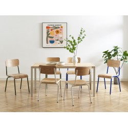 Lot de 2 chaises PANTONE bleu électrique et placage frêne pieds métal