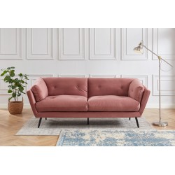 Canapé THELMA  en velours vieux rose au style scandinave