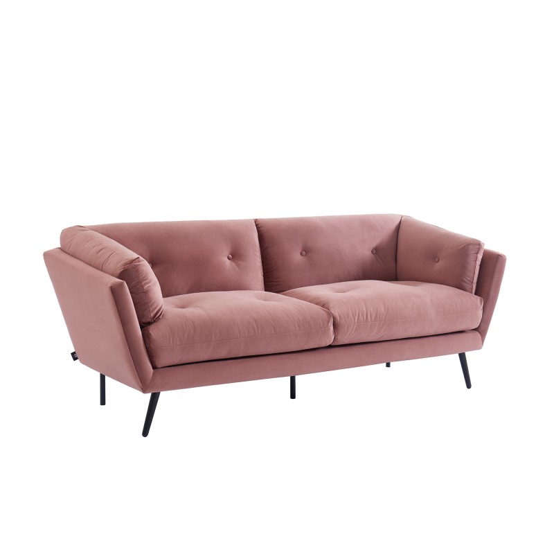 Canapé THELMA  en velours vieux rose au style scandinave