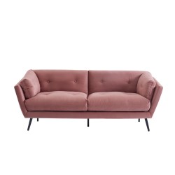 Canapé THELMA  en velours vieux rose au style scandinave