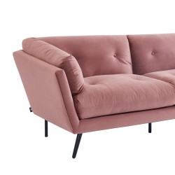 Canapé THELMA  en velours vieux rose au style scandinave
