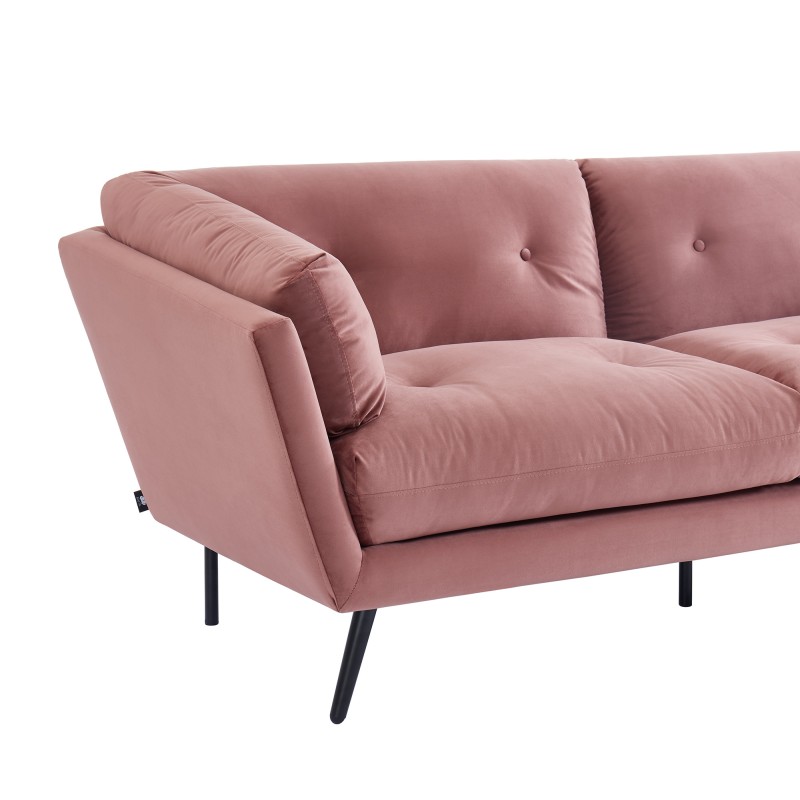 Canapé THELMA  en velours vieux rose au style scandinave