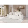 Canapé droit NOVA  convertible tissu bouclette blanc 3 places