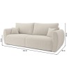 Canapé droit REFA convertible velours côtelé beige 3 places