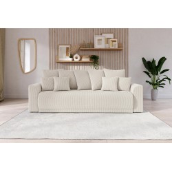Canapé droit NOVA  convertible  velours côtelé beige 3 places