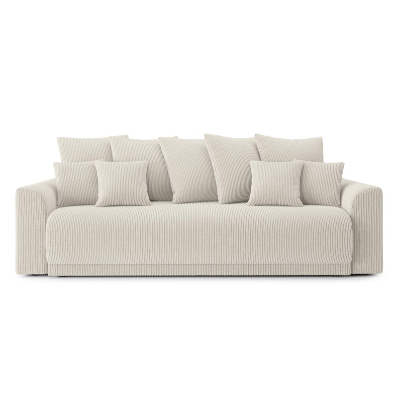 Canapé droit NOVA  convertible  velours côtelé beige 3 places