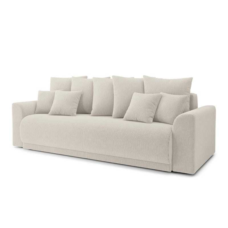 Canapé droit NOVA  convertible  velours côtelé beige 3 places