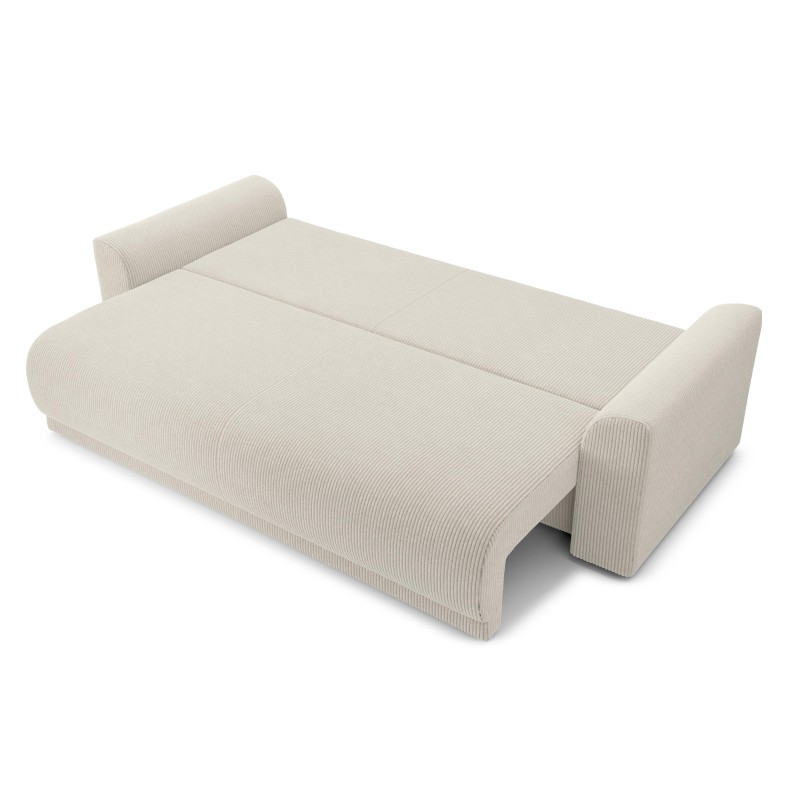 Canapé droit NOVA  convertible  velours côtelé beige 3 places