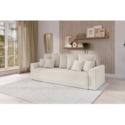 Canapé droit NOVA  convertible  velours côtelé beige 3 places