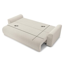 Canapé droit NOVA  convertible  velours côtelé beige 3 places