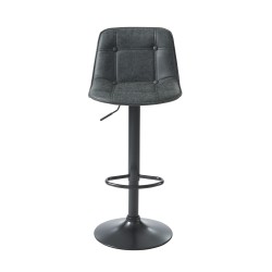 Lot de 2 tabourets TOM en PU noir avec pieds noir